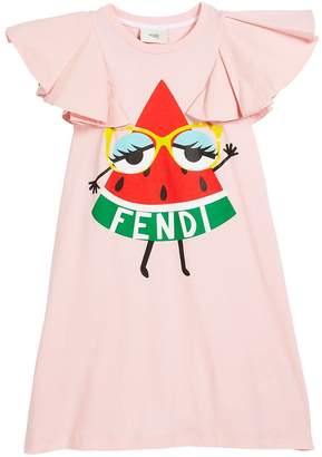 Fendi Watermelon Logo Dress, Size 10-12