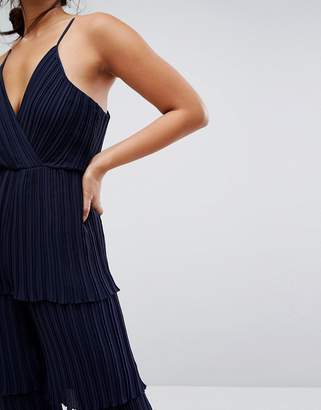 Missguided Pleated Ruffle Tiered Jumpsuit
