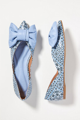 Vicenza Bow D'Orsay Flats By in Blue Size 41