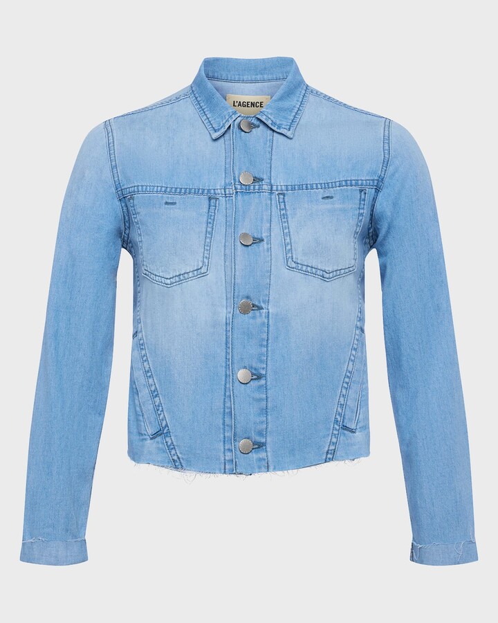 L'Agence Janelle Slim Raw Denim Jacket