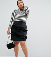 Thumbnail for your product : ASOS Curve Scuba Mini Skirt With Double Ruffle Detail