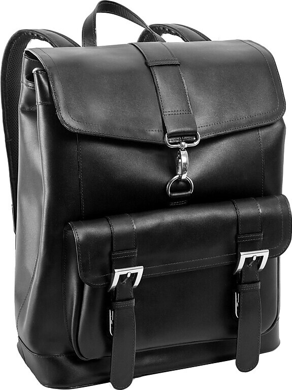 Mcklein Laptop Backpack, Hagen, Top Grain Cowhide Leather, Black (88025)