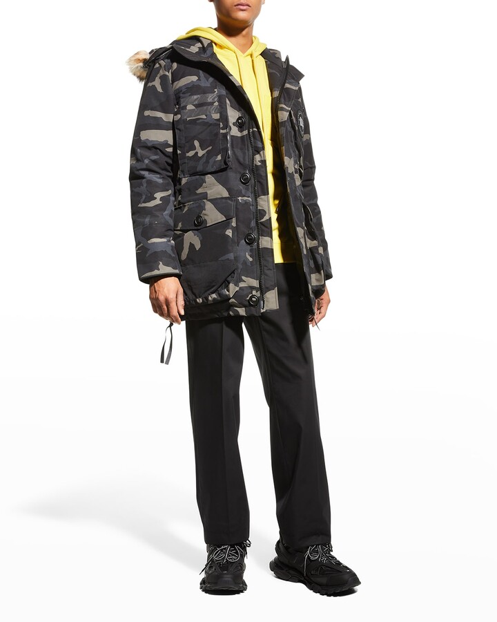 Canada Goose Men's MacCulloch Black Label Patterned Down Parka Coat w/ Fur  - ShopStyle Jackets
