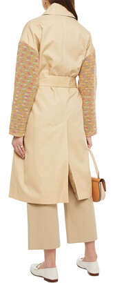 M Missoni Belted Cotton-gabardine And Knitted Trench Coat