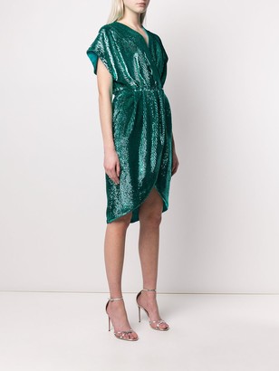 Elisabetta Franchi Sequined Wrap-Style Cocktail Dress