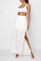 Thumbnail for your product : boohoo Woven Shirred Waist Side Split Maxi