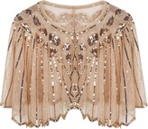 Thumbnail for your product : Central Chic © Vintage Sequin Capelet Beaded Shawl Scarves Wedding Bridal Evening Cape Flapper Gatsby 1920s Christmas Party Shawl Cover Up Sparkly Shawl (Champagne Sequins)