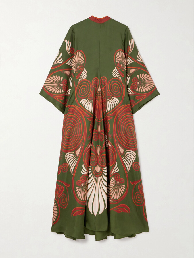 La DoubleJ Magnifico Silk-twill Maxi Dress - Green