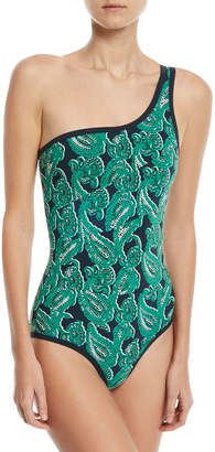 Stella McCartney Paisley-Print One-Shoulder Swimsuit