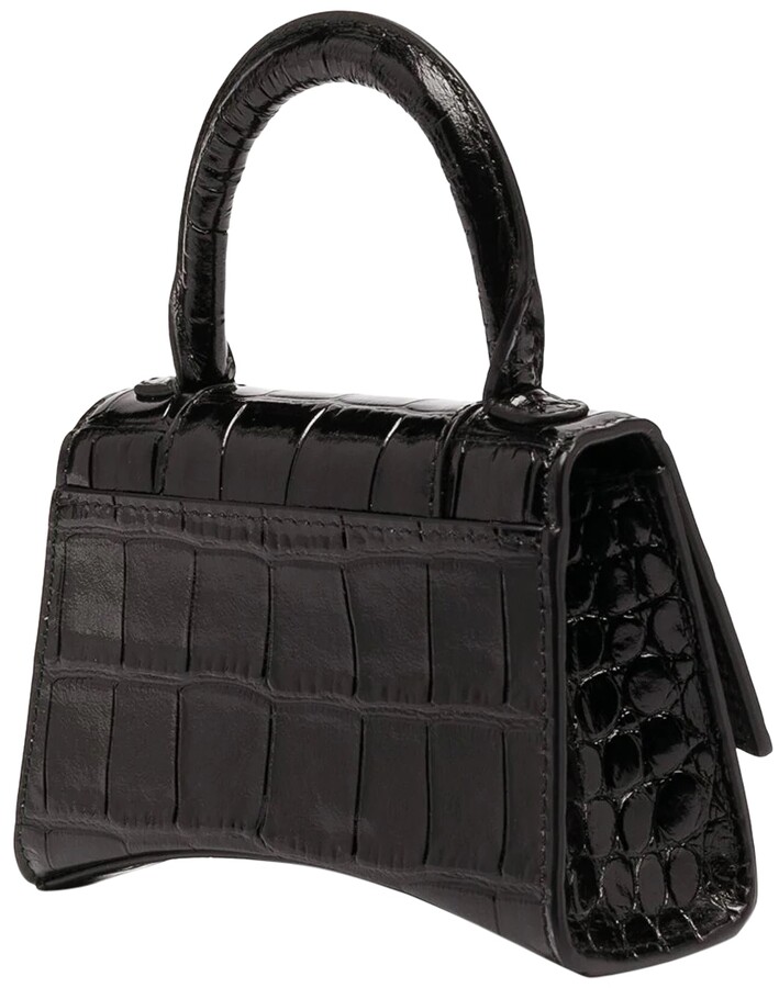 Balenciaga Black Croco Mini Hourglass Bag Black - ShopStyle