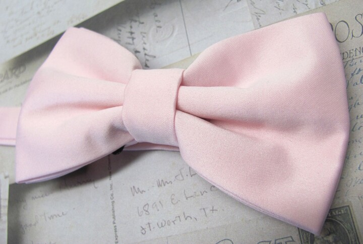 Etsy Mens Bowtie. Pale Pink Bowtie With Matching Pocket Square Option