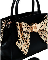 Thumbnail for your product : Betsey Johnson Bow You See It Leopard Removable Bow Satchel