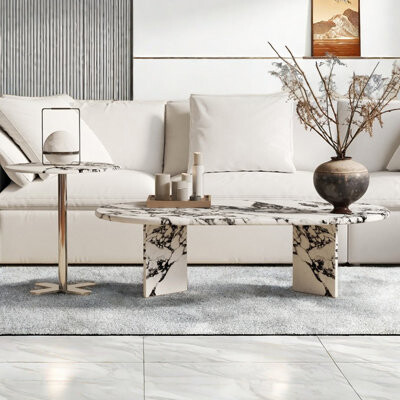 Creature B Comforts Cream style simple modern marble coffee table