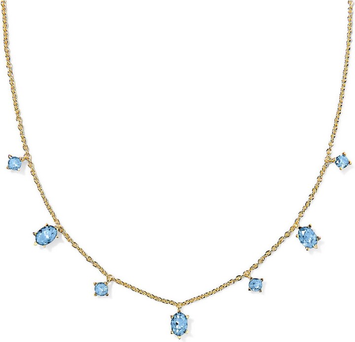 Kendra Scott Womens Cailin Delicate Strand Necklace Gold Blue Violet Crystal One Size