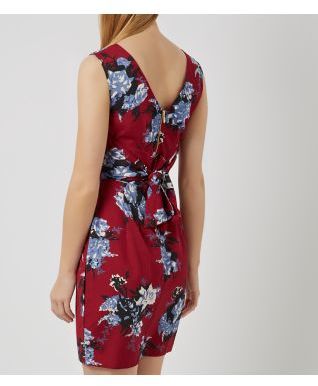Closet Burgundy Floral Print Sleeveless Dress