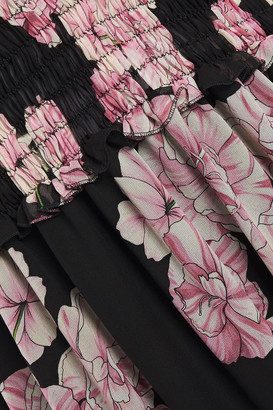 Giambattista Valli Shirred Floral-print Silk-georgette Midi Dress