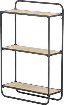 17 Stories Iron & Fir Wood Wall Shelf – Wall Hanging Decor, Ideal For Entryway/loft/kitchen Home Accent