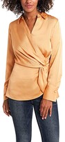 Thumbnail for your product : Vince Camuto Long Sleeve Hammer Satin Peplum Twist Blouse