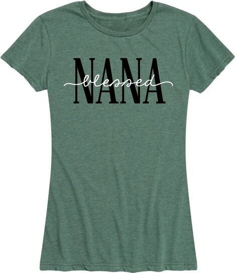 Instant Message Women'sInstantMessageBlessedNanaShortSleeveGraphicT-Shirt-HeatherJuniper-3X