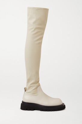 Bottega Veneta Leather Over-the-knee Boots - Cream - ShopStyle