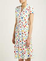 Thumbnail for your product : HVN Charlotte Cherry-print Ruffled Silk Midi Dress - Womens - White Multi