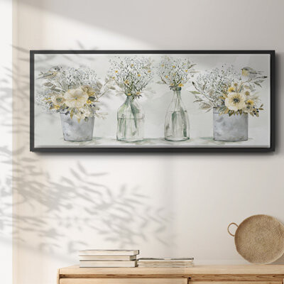 Red Barrel Studio Farmhouse Bouquets- Framed Canvas