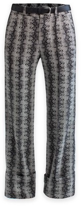 Cleo Prickett Tailored Trouser With Deconstructed Hem In Snakeskin Jacquard 100% Wool From Savile Row