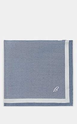 Brioni Men's Crosshatch-Print Silk Pocket Square - Turquoise, Aqua