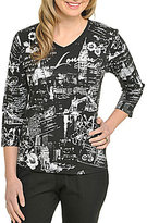 Thumbnail for your product : Allison Daley V-Neck London Graphic-Print Top
