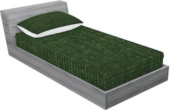Ambesonne Forest Green Fitted Sheet & Pillow Sham, Green Black