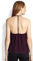 Thumbnail for your product : Alice + Olivia Guenda Leather-Trim T-Back Tank Top