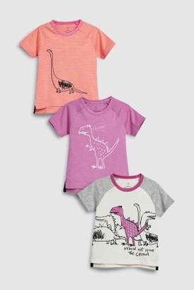 Next Girls Multi Sketch Dino T-Shirts Three Pack (3mths-6yrs)