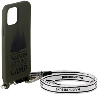 MAISON KITSUNÉ Green Camp Logo Strap iPhone 12/12 Pro Case