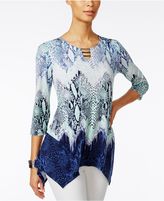 Thumbnail for your product : JM Collection Printed Handkerchief-Hem Tunic, Only at Macy's