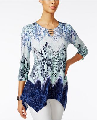 JM Collection Printed Handkerchief-Hem Tunic, Only at Macy's