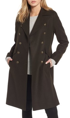 French Connection Women's Long Wool Blend Military Coat