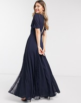 Thumbnail for your product : ASOS DESIGN Bridesmaid maxi dress with lace insert panels in navy