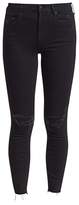 Thumbnail for your product : Mother Looker Ankle Fray Leopard-Back Skinny Jeans