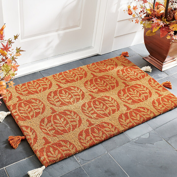 Grandin Road Peyton Pumpkin Coir Door Mat