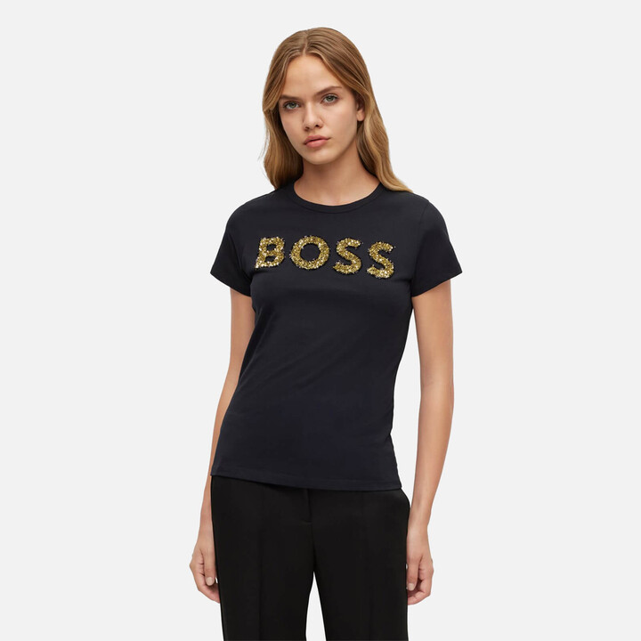 HUGO BOSS Eventsa Logo-Sequined Cotton T-Shirt ShopStyle