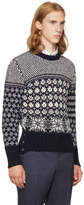 Thumbnail for your product : Thom Browne Navy Classic Snowflake Fair Isle Crewneck Pullover