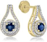 Thumbnail for your product : DazzlingRock Collection 10K Yellow Gold Round Cut Topaz & White Diamond Ladies Halo Style Drop Earrings