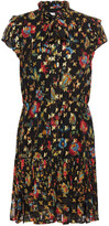 Thumbnail for your product : Derek Lam 10 Crosby Pussy-bow Pleated Printed Metallic Fil Coupé Voile Mini Dress