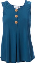 Thumbnail for your product : Star Vixen Women's Sleeveless Button Front Flowy Tank Top with Pleated Detail