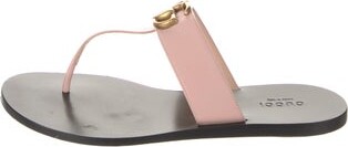 Gucci Double G Logo Leather Flip Flops