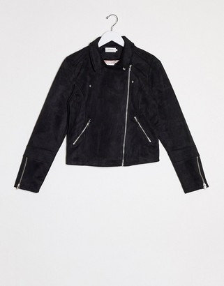 Only gerry faux suede biker jacket in black