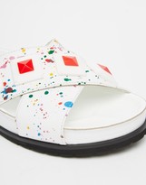 Thumbnail for your product : Kat Maconie Fifi White Paint Splat Slider Flat Sandals