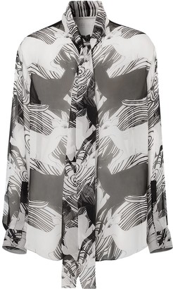 Burberry Deer Print Pussy Bow Blouse