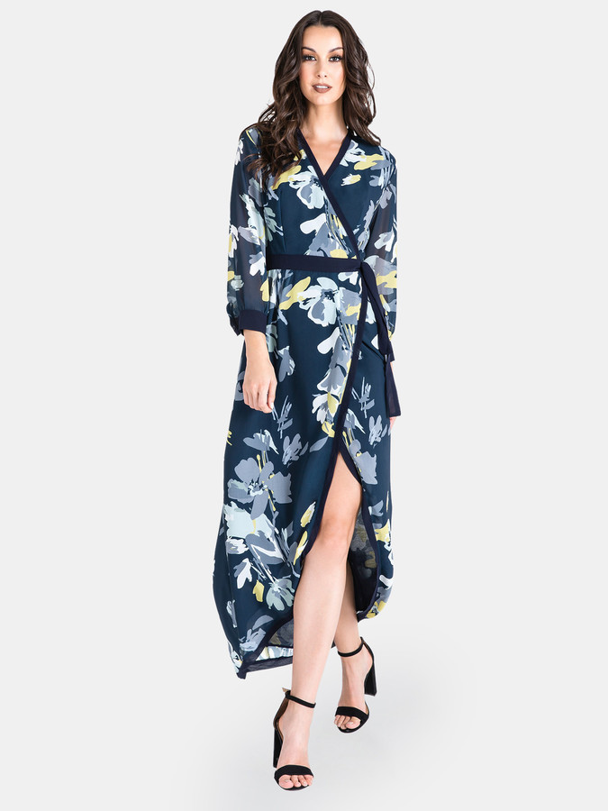Standards & Practices Elle Tulip High Low Wrap Chiffon Dress ShopStyle