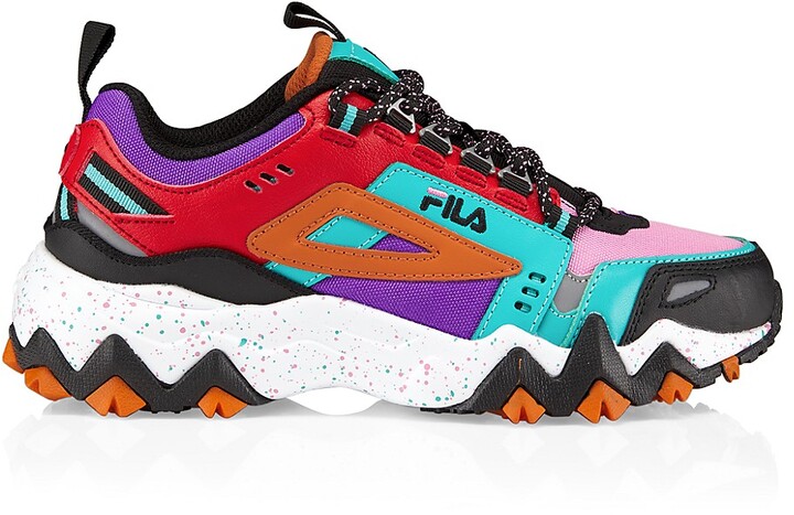 fila heritage oakmont mix media leather trail chunky sneakers